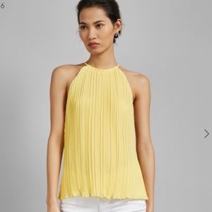 Ted Baker London yellow pleated sleeveless tank top size 2 NEW
